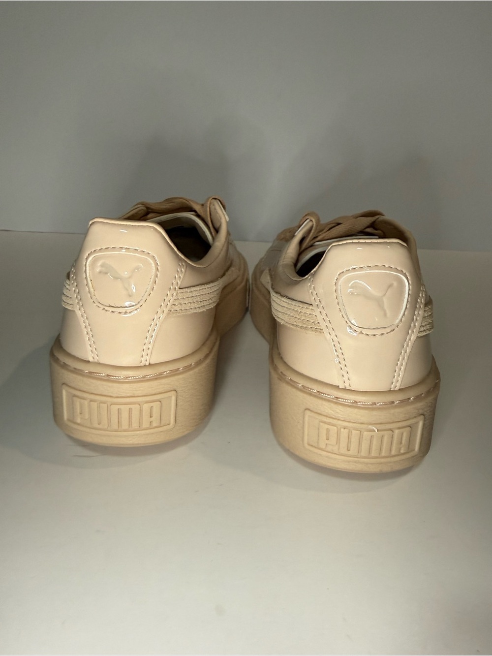 Puma Basket Platform Patent Frappe Nude Patent Sneakers Women’s Size 7 - Picture 7 of 14